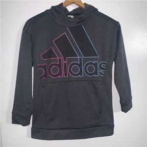 Adidas Sweater Girls Large Gray Hoodie Pullover Outdoors Training Youth
